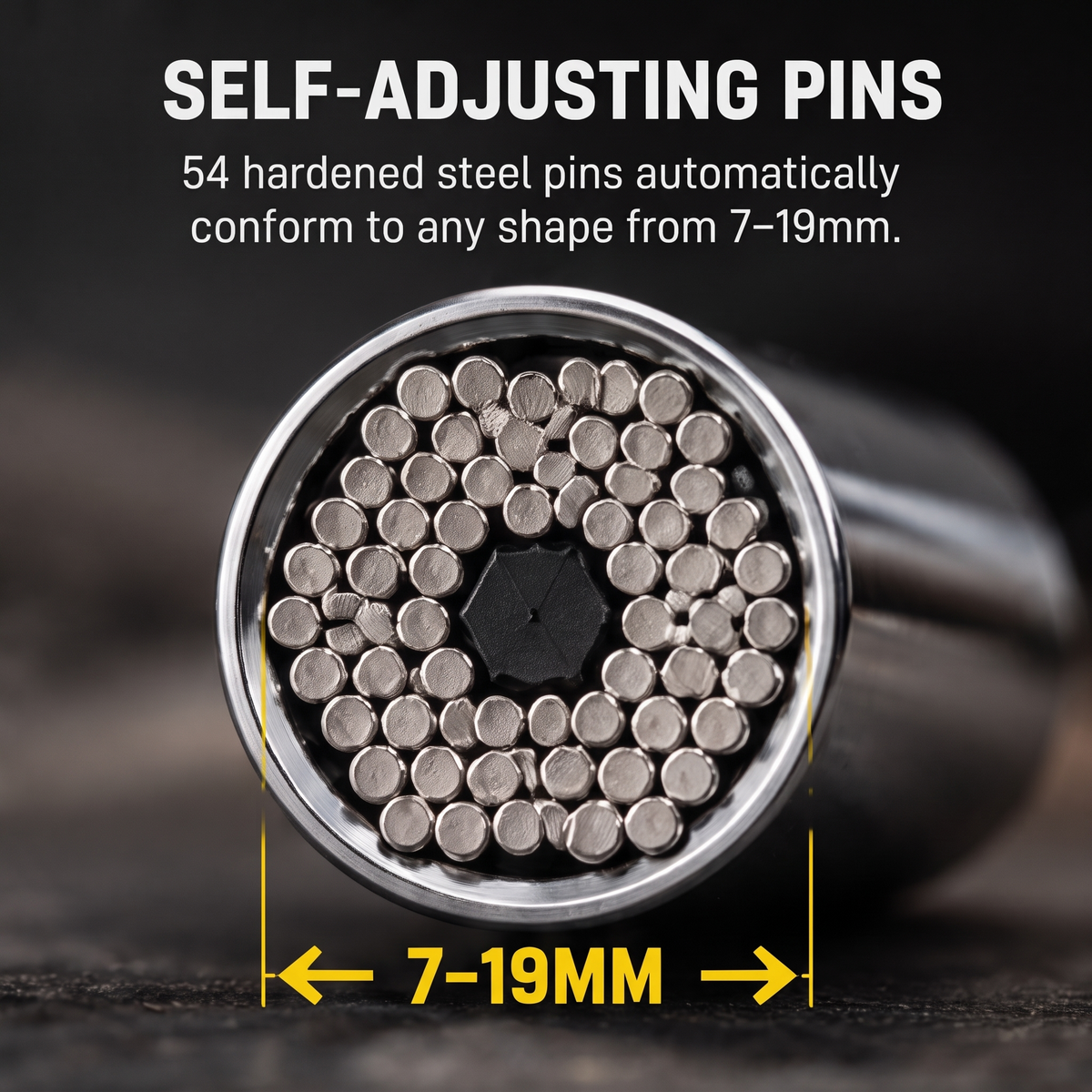 GRIPPEX self-adjusting pins - 54 hardened steel pins conform to any shape 7-19mm
